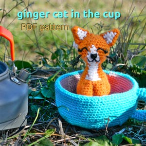 Cat Amigurumi Pattern Crochet | Cat Amigurumi Crochet Pattern | Cat Crochet Pattern PDF Download | Amigurumi Crochet Cat Pattern with a Cup