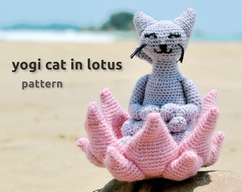 Crochet Cat Pattern: Yogi Cat in the Lotus | Amigurumi Cat Crochet Pattern | PDF Crochet Pattern Cats | Amigurumi Cat