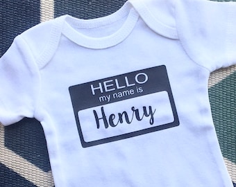 Baby Outfit: HELLO my name is..., newborn gift, short sleeve, newborn clothes, baby shower gift, name outfit, coming home hospital, babyname