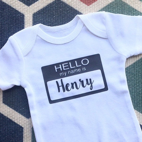 Baby Outfit: HELLO my name is..., newborn gift, short sleeve, newborn clothes, baby shower gift, name outfit, coming home hospital, babyname