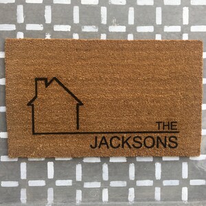 Custom Personalized Doormat, house or home doormat, last name doormat, personalized porch doormat, housewarming gift, realtor gift