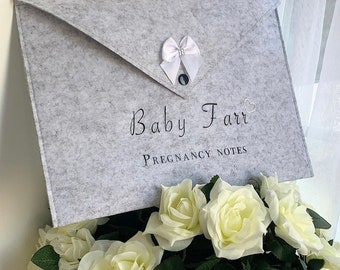 Personalised pregnancy notes folder / maternity paperwork folder for notes / new mums babies gifts pregnant announcement