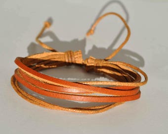 Leather bracelet with jute string