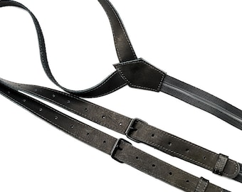 Classic genuine leather suspenders with rubber, wedding suspenders,retro leather,mens gift, casual suspenders