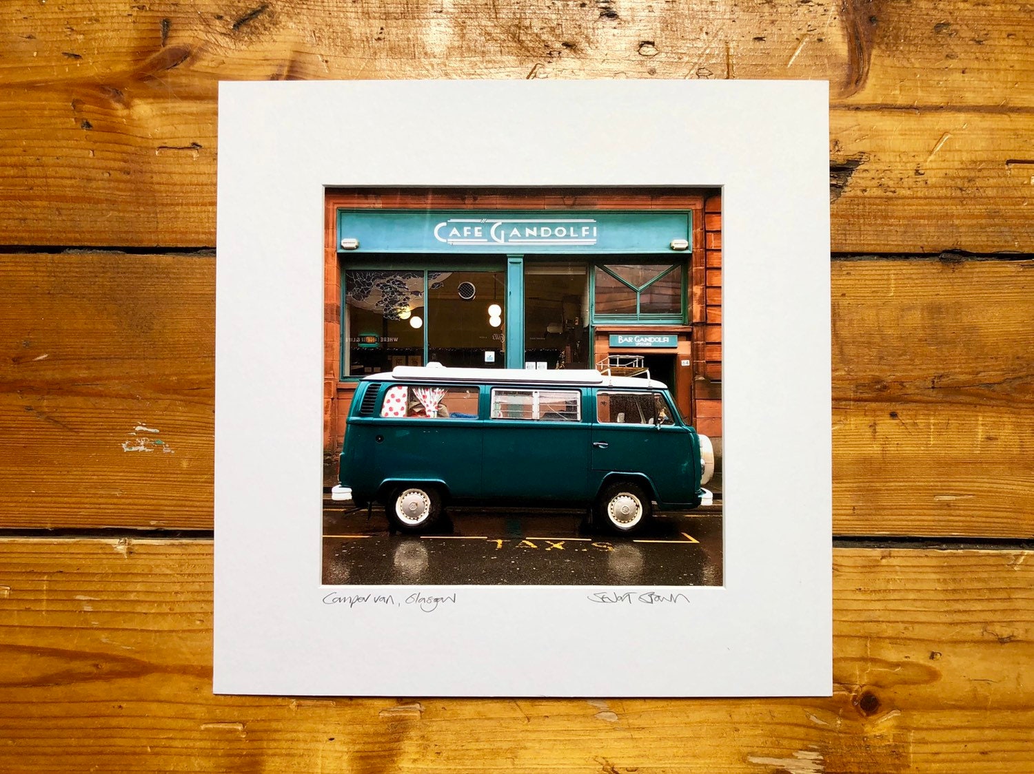 Camper Van At Cafe Gandolfi Glasgow Square Signed Mounted Etsy