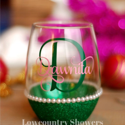 Pretty in Pearls Glittered Stemless Wine/shot Glass Setaka Etsy