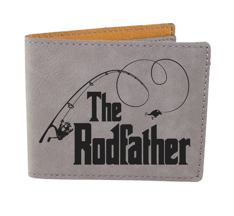 Custom Personalized Wallet Fishermans Birthday Gift The Rodfather Laser Engraved Vegan Wallet Fish Fishing Cruelty Free Leather