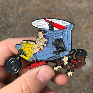 Ecto 2 from the Kenner Real Ghostbusters Toys - Custom fanmade 3 inch wide enamel pin