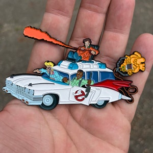 Ecto 1 from the Kenner Real Ghostbusters Toys - Custom fanmade 4 inch wide enamel pin