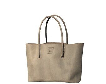 Big leather bag shopping bag shopper bag used look handmade