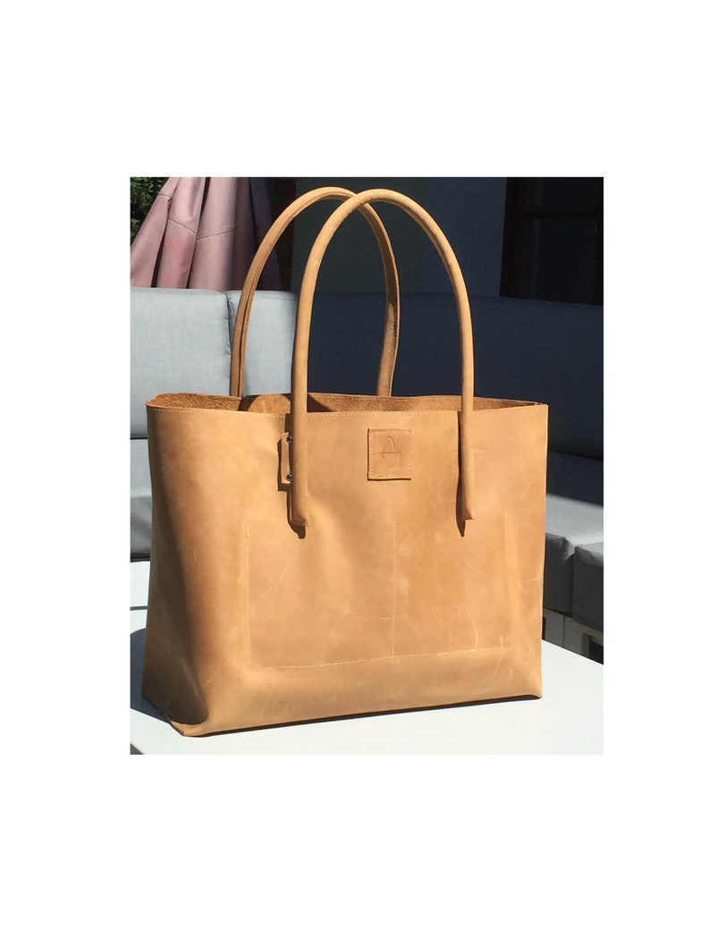 Leather Shopper Large Leather Bag Leather Shopper Leather Purque Bag Vintage Design Natural Leather Semi-riFri used look handmade