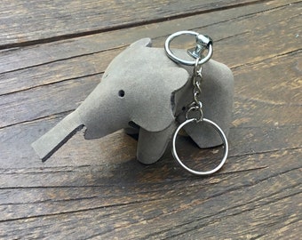 handgemaakte olifant sleutelhanger leer cadeau