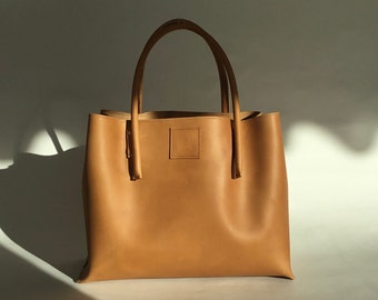 handgemaakte leren tas shopper leer cognac leer used look design handgemaakt