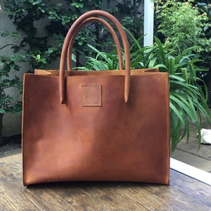 Ledertasche  Leder tote bag stabiles Rindleder used look Design mehrere Farben handmade