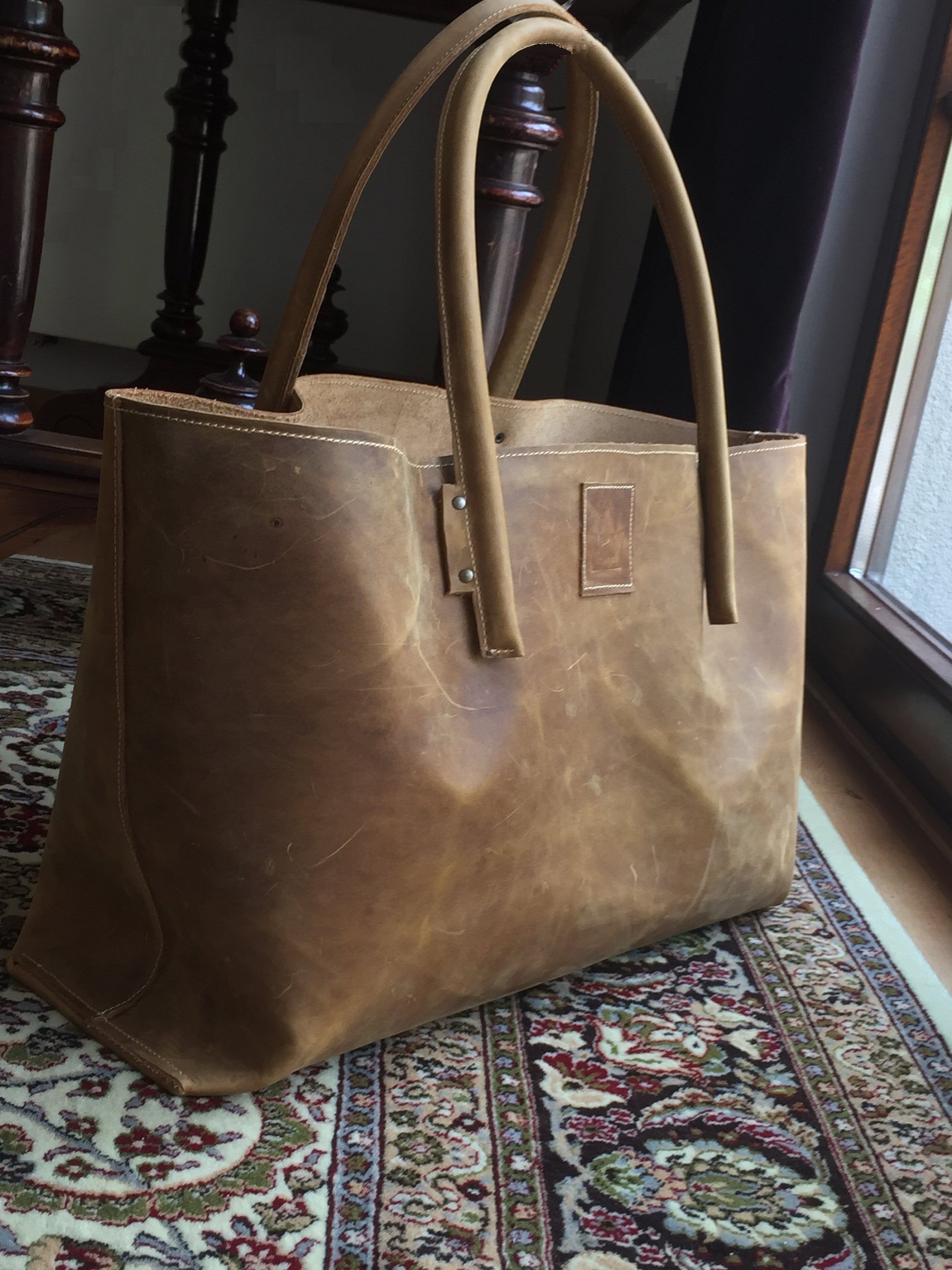 XXL Shopper Leather Tote Bag Leather Bag Shopping Bag Used 