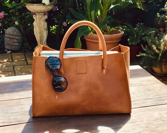 Leather bag tote bag leather “small transporter” bag for DIY semi-rigid leather used look design handmade