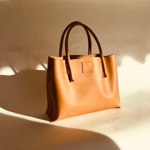 Leather bag XXL shopper leather cognac used look handmade image 4