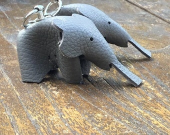 Handmade pair of key rings elephants nappa leather