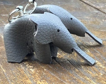 Elephant pair bag charms leather handmade