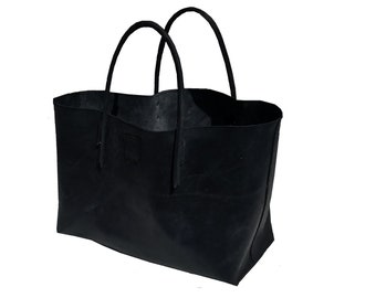 Shopper Leder Ledertasche Einkaufstasche schwarz Rindleder used look Design handmade