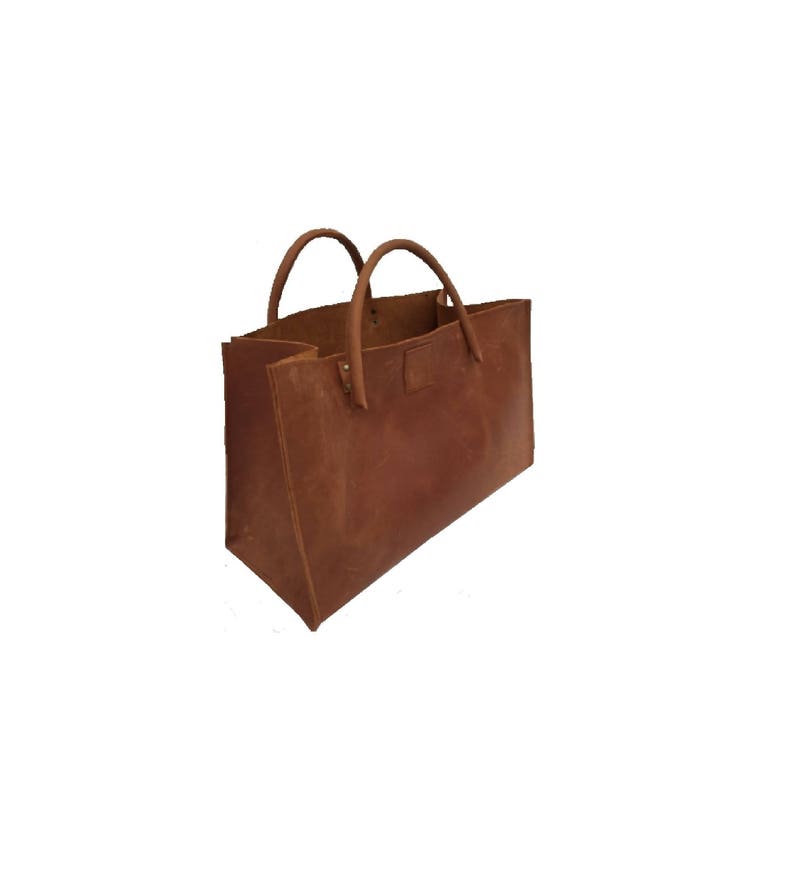 Leather bag semi-rigid leather cool carrying bag small transporter vintage design handmade