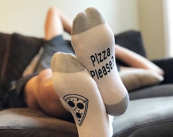 Chaussettes à pizza - Chaussettes amusantes - Cadeau pour lui - Cadeau pour papa - Chaussette pour homme - Cadeau pour amateur de pizza - Chaussettes à vin - Chaussette à pizza - Cadeau fantaisie - Idées cadeaux