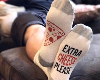 Chaussettes à pizza - Cadeau pour lui - Cadeau fête des pères - Chaussettes rigolotes - Chaussettes pour hommes - Chaussettes à vin - Chaussettes à pizza - Cadeau pour petit ami - Cadeaux pour papa