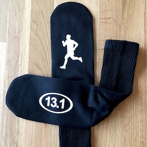 Runner Socks 13.1 Marathon Gift Runner Gift Marathon Runner Half Marathon Gifts for Him Men Socks Track and Field Running image 3
