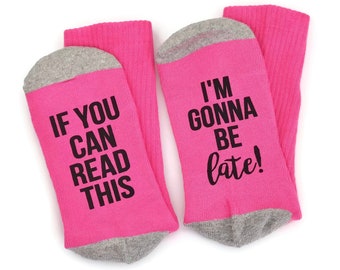 Cadeaux amusants pour elle - Chaussettes roses pour femme, si vous pouvez lire ceci, cadeau pour soeur, cadeau pour ami, cadeau pour fille