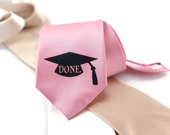 Graduation Tie - College Graduation Gift, Gift for Graduate, Teacher Gift, Funny Gift for Grad, Grad Gift for Him, Pink Tie, Grad Present