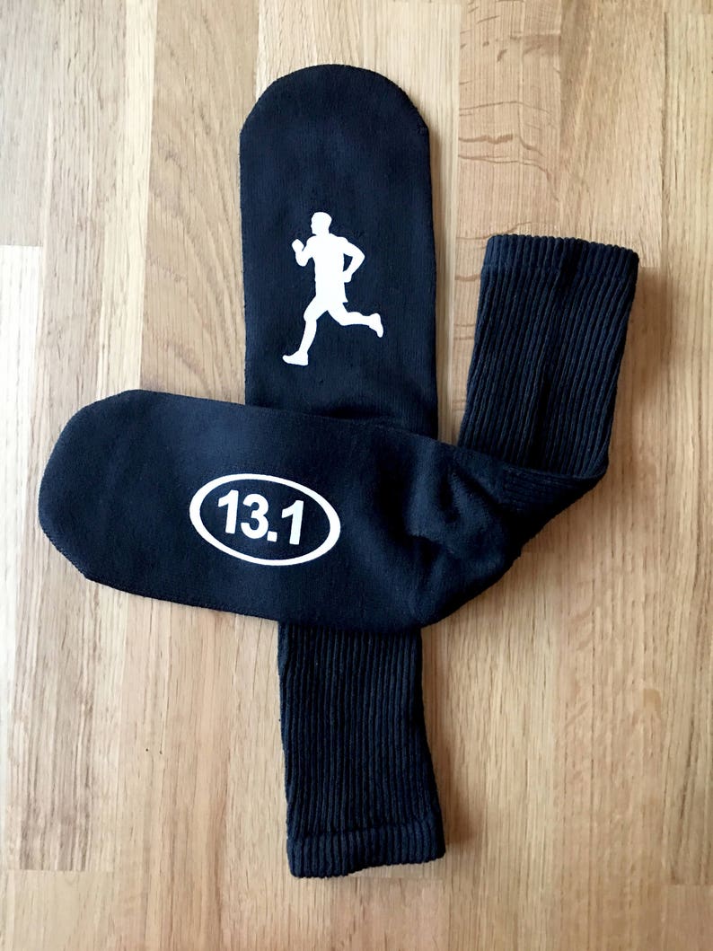 Runner Socks 13.1 Marathon Gift Runner Gift Marathon Runner Half Marathon Gifts for Him Men Socks Track and Field Running image 3