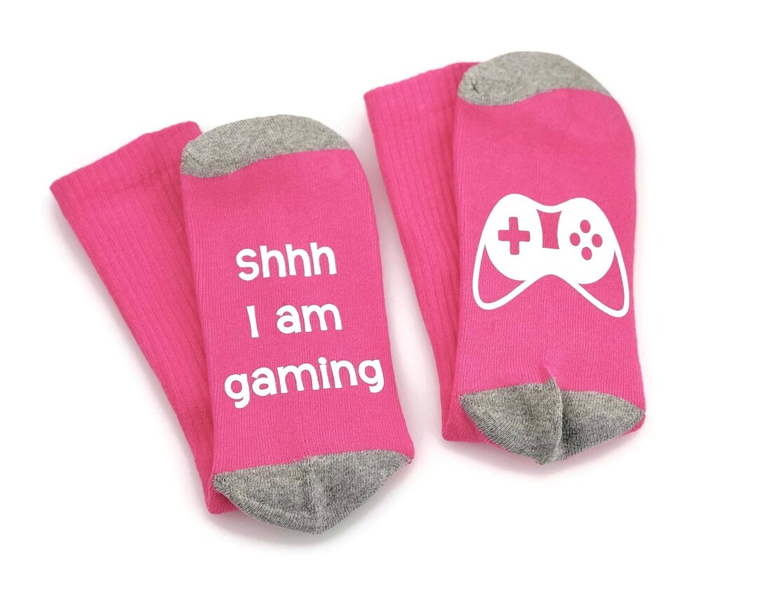 Pink Gaming Socks for Her Gifts for Teen Girls, Gamer Gifts, Stocking Stuffer, Christmas Present