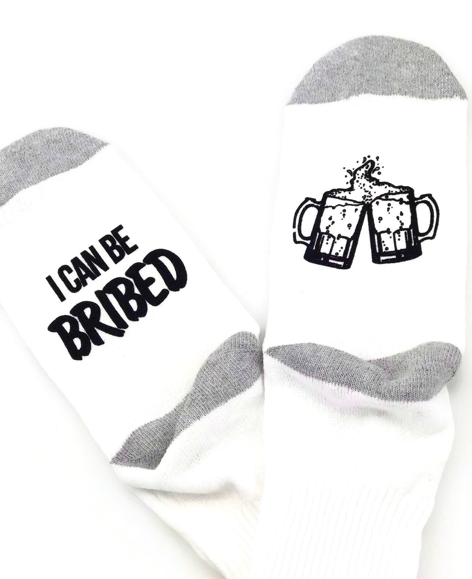 Funny Beer Gift Socks for Men I Can Be Bribed White Novelty | Etsy