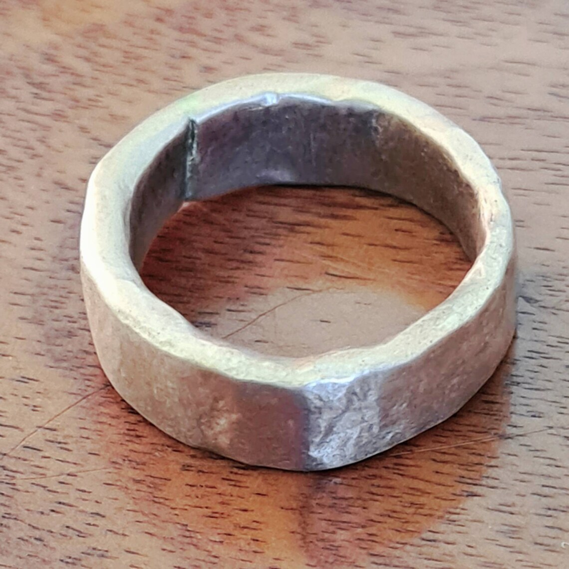 Mens solid bronze ring hand hammered Etsy