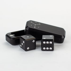 Metal Case and D6 Dice - 2 Dice Case / 2 D6 Dice