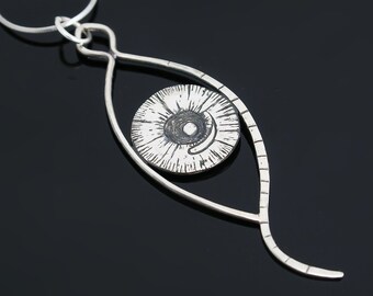 Third Eye Necklace, Silver Eye Necklace, Magic Statement Necklace, Large Evil Eye Necklace, Unique gifts, Birthday gift, Inspirational