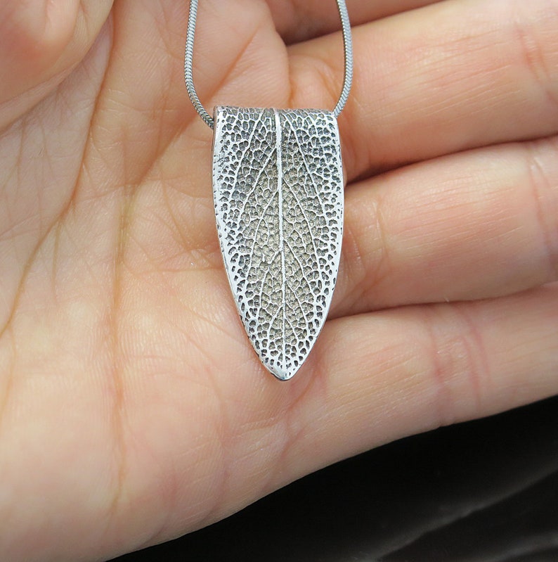 Nature Jewelry Silver Leaf Necklace Sage Leaf Necklace Etsy