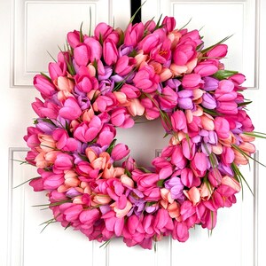 Tulip Spring Easter Floral Door Hanger Wreath Decor