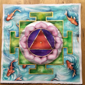 Tara Yantra per meditazione e decorazione shala yoga • Shakti Deva meditation yoga watercolours • illustration Tara yantra