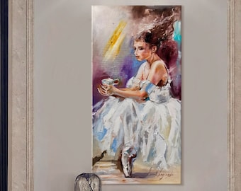 Ballerina Gemälde, Balletttänzerin Gemälde, Trendy Wandkunst, Tänzerin Wandkunst, Frau Malerei auf Leinwand