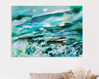 Sea painting on canvas, Seascape oil painting, Waves painting, Ocean painting on canvas. Waves art