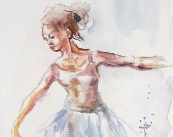 Ballerina watercolor drawing, Dance painting, Ballet painting, Dance woman drawing, Original watercolor