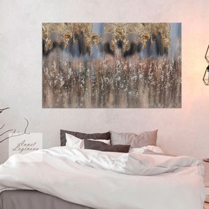 Extra large painting, Gold Leaf Abstract  art, Brown Gold wall decor, Large Wall Art