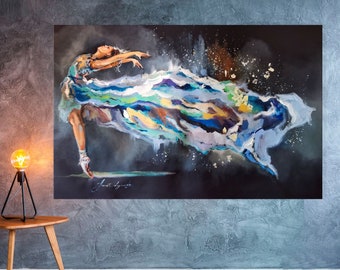 Ballerina canvas art, Modern dancing woman,Modern Ballet painting, Trendy wall art, Dancer wall art, Art for Living Room