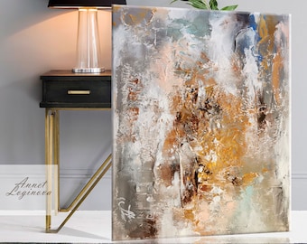 Arte de pared de gran tamaño, arte de pared abstracto, decoración de pared de oro, arte de pared grande