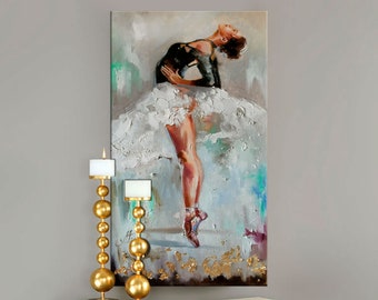 Ballerina Gemälde, Balletttänzer Gemälde, Trendy Wandkunst, Tänzerin Wandkunst, Frauenmalerei auf Leinwand