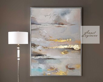 Extra large wall art, Abstract Canvas art, living room decor, Gold Leaf wall, living room wall art