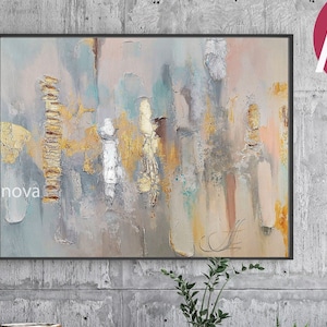 Art mural texturé, art abstrait sur toile, peinture abstraite originale, art mural feuille d'or, art mural salon