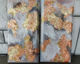 Fall wall set, Zen painting, Wall decor set of 2 art, Textured Paintings, Abstract wall art