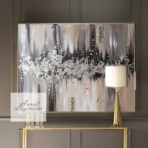Abstract canvas wall art, Modern art, Original Abstract painting, Black and white art, Gold leaf art